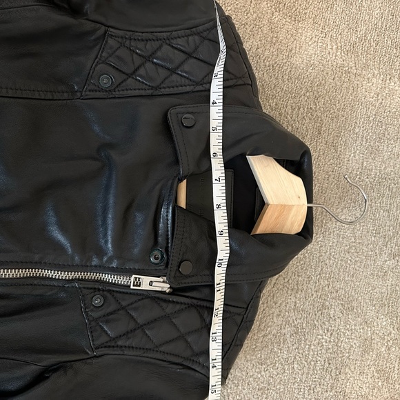 All Saints Conroy Leather Jacket Size 4 XS Ink - Picture 10 of 10